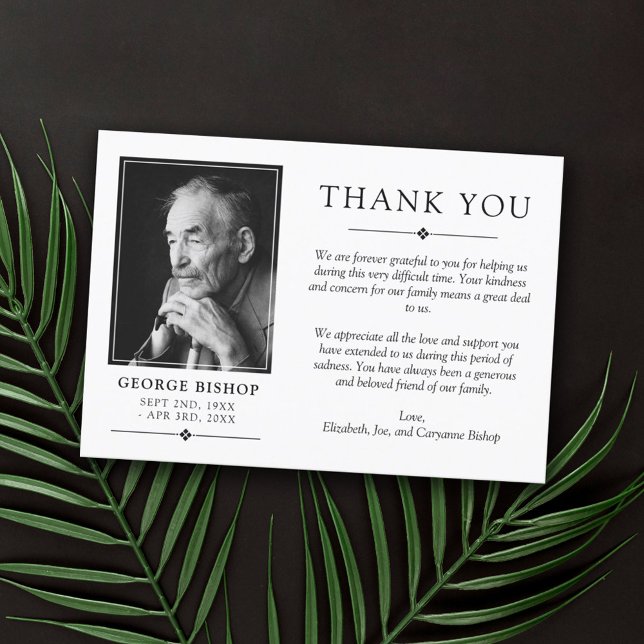 White Minimalist Photo Sympathy Thank You Card (Creator Uploaded)