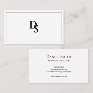 White Minimalist Professional Monogram Business Card