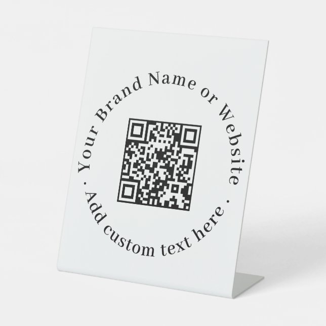 White Minimalist QR Code | Clean Custom Branding  Pedestal Sign (Front)