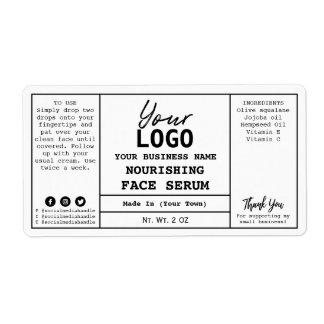 White Minimalist Serum Labels