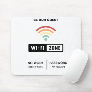 White Minimalist Simple Wifi Password  Mouse Mat