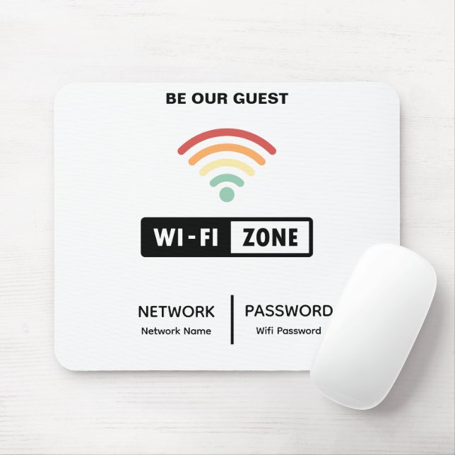 White Minimalist Simple Wifi Password  Mouse Mat (With Mouse)