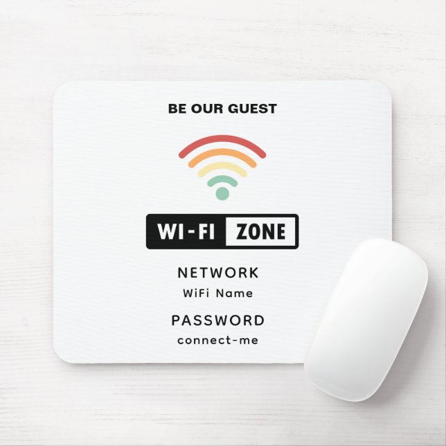 White Minimalist Simple Wifi Password Mouse Mat (With Mouse)