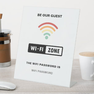 White Minimalist Simple Wifi Password Pedestal Sign