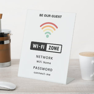 White Minimalist Simple Wifi Password Pedestal Sign