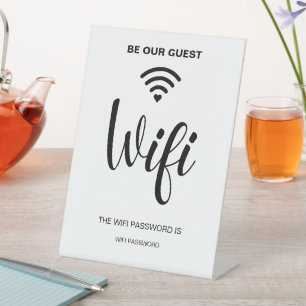 White Minimalist Simple Wifi Password Pedestal Sign