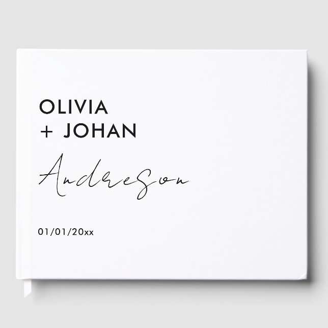 White Minimalist Wedding Guest Book (Front)