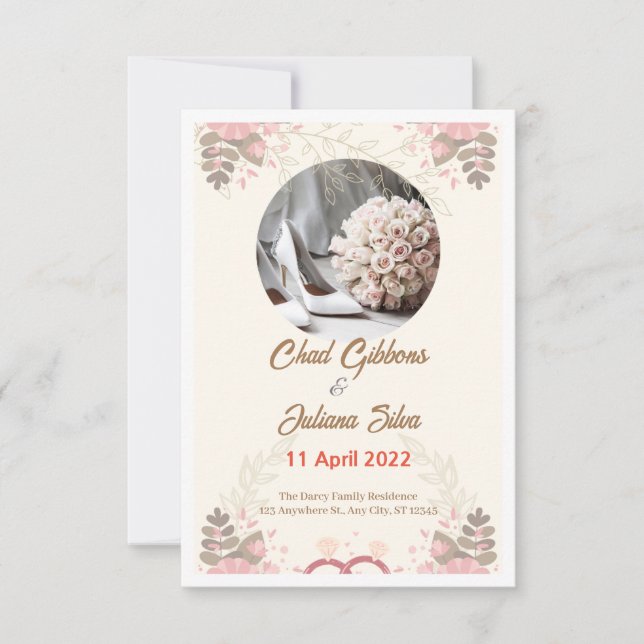 White Minimalist Wedding Invitation (Front)