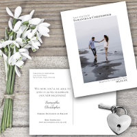 White Minimalist Wedding Photo Save The Date