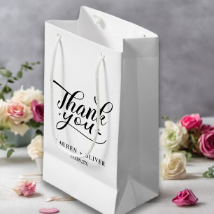 White   Minimalist Wedding Thank You Small Gift Bag