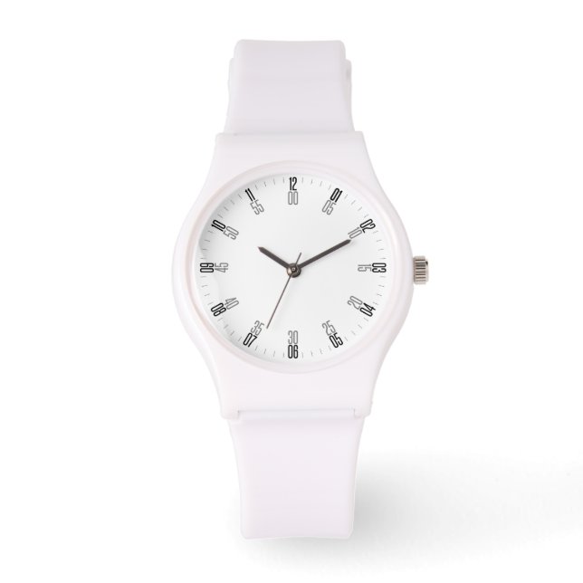 White Minimalist with Unique Numeric Dial Elegant Watch (Front)