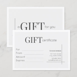 White Minimalistic Business Gift Certificate Card