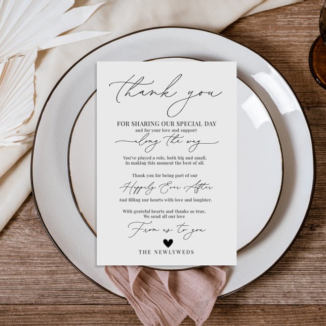 White Minimalistic Napkin Thank You Note Menu (Creator Uploaded)