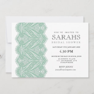 White & Mint Filigree Lace Bridal Shower Invite