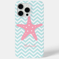 White Mint & Pink Zigzag Pattern Starfish