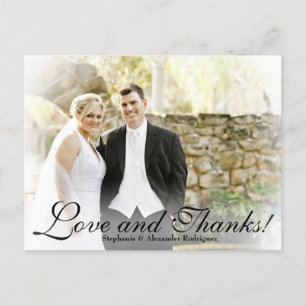 White Mist Filter Wedding Photo Thank You Card