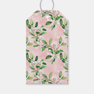 White Mistletoe On Pink Vintage Christmas Gift Tags