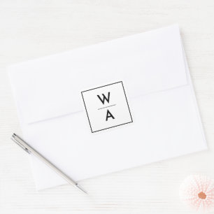 White Modern Bold Monogram Crest Envelope Seal