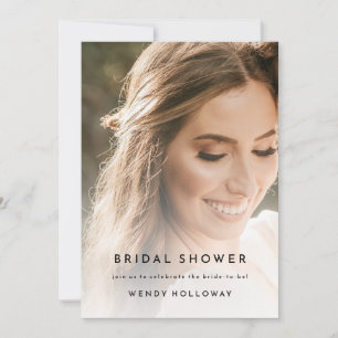 White Modern Bold Photo Bridal Shower Invitation