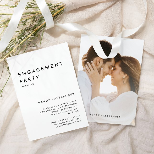 White Modern Bold Photo Engagement Party Invitation (Creator Uploaded)
