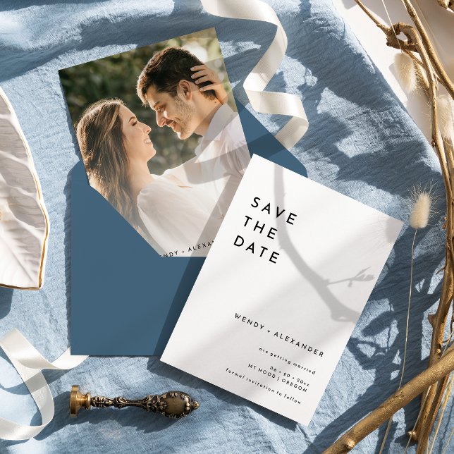 White Modern Bold Photo Wedding Save The Date (Creator Uploaded)