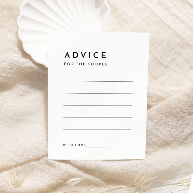 White Modern Bold Wedding Advice Card (Creator Uploaded)