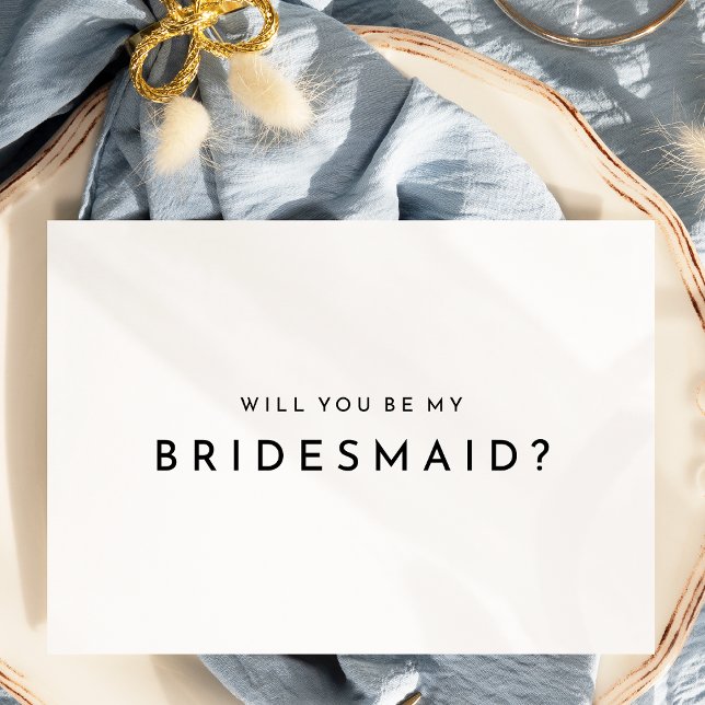 White Modern Bold Wedding Bridesmaid Proposal Card (Creator Uploaded)