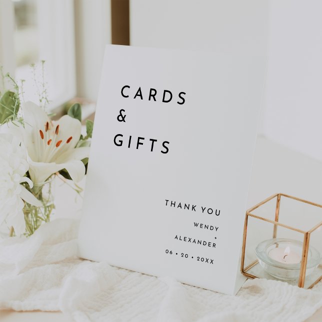 White Modern Bold Wedding Cards and Gifts Pedestal Sign (Creator Uploaded)