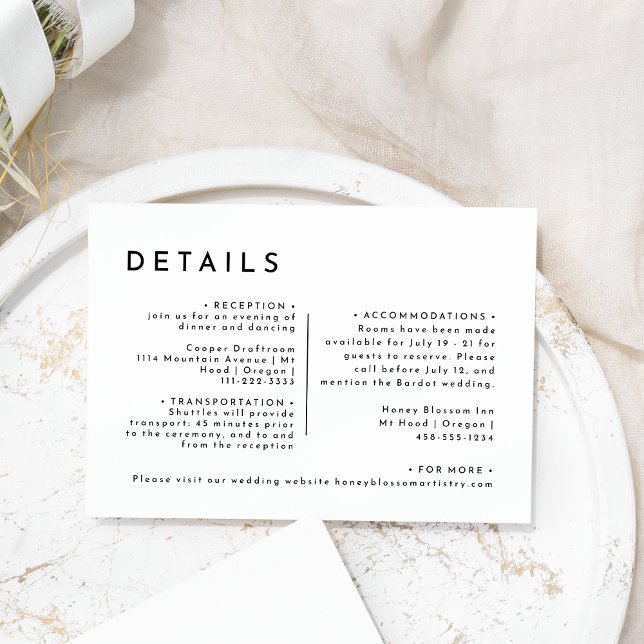 White Modern Bold Wedding Details Enclosure Card (Creator Uploaded)