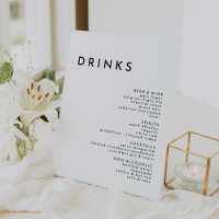 White Modern Bold Wedding Drinks Menu