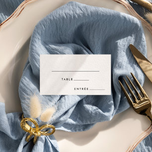 White Modern Bold Wedding Entree Choice Flat Place Card