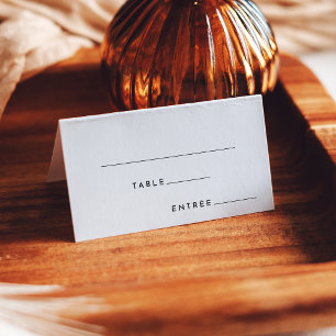 White Modern Bold Wedding Entree Choice Folded Place Card