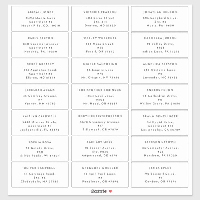 White Modern Bold Wedding Guest Address (Sheet)