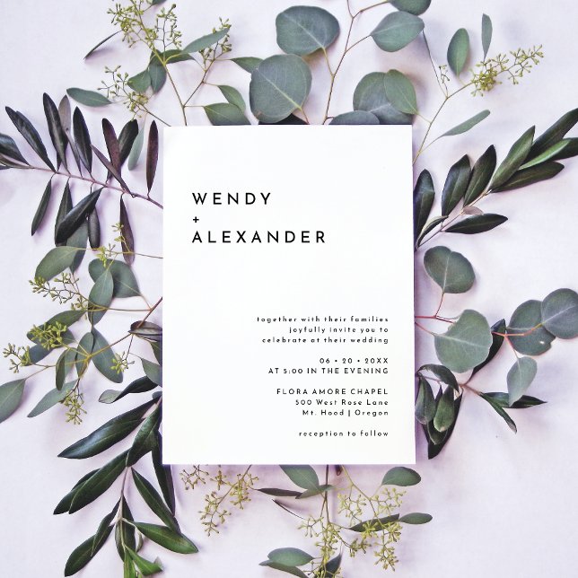 White Modern Bold Wedding Invitation (Creator Uploaded)