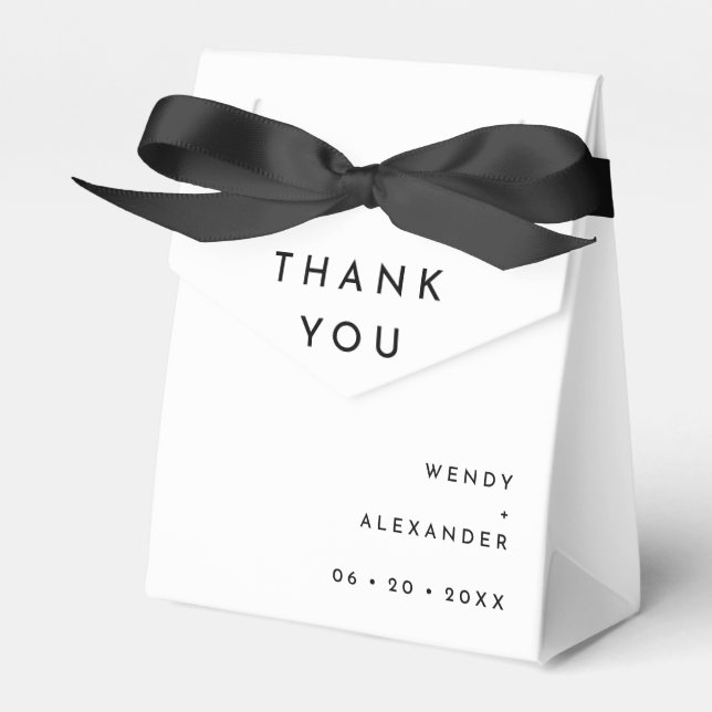 White Modern Bold Wedding Thank You Favour Box (Front Side)
