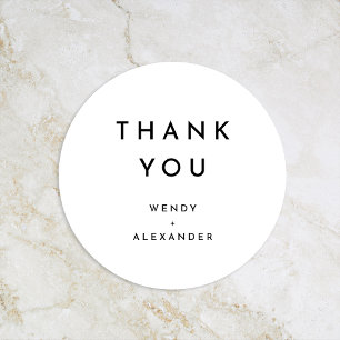 White Modern Bold Wedding Thank You Favour Sticker