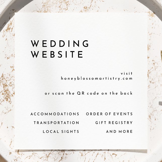 White Modern Bold Wedding Website QR Code Enclosure Card (Creator Uploaded)