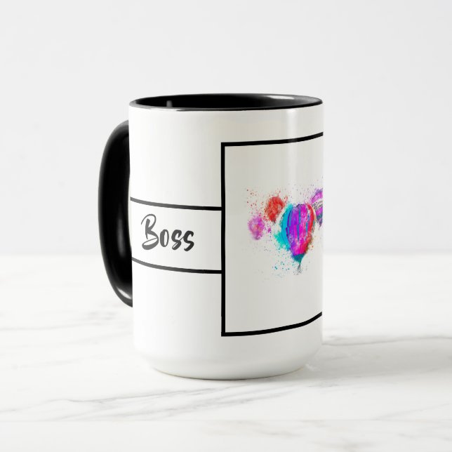 White Modern Boss Lady Balloon Ringer 15oz Mug (Front Left)