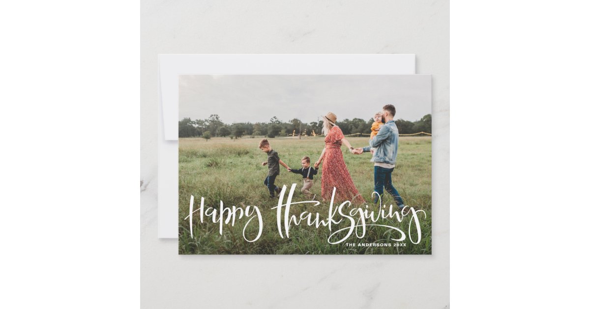 White Modern Calligraphy Photo Happy Thanksgiving Holiday ...