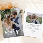 White Modern Calligraphy Photo Wedding Thank You Card<br><div class="desc">Send thanks to family and friends with this customisable photo thank you card. It features a modern typography photo overlay. Personalise by adding your photo and details. This photo thank you card is perfect for weddings,  graduations,  birthdays and other events.</div>