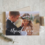 White Modern Calligraphy Photo Wedding Thank You Card<br><div class="desc">Photo Thank You Card | Thank family and friends for being part of your special day with this customisable wedding thank you card. This photo thank you card features modern calligraphy. Personalise by adding your details. This photo wedding thank you card is available on other cardstock. Matching items are available....</div>