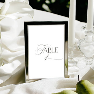 White Modern Classic Calligraphy Table Number