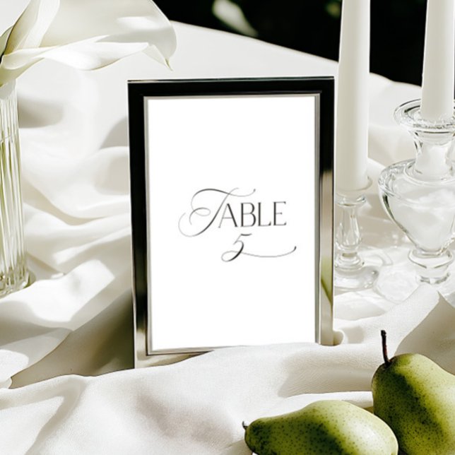 White Modern Classic Calligraphy Table Number (This design is not editable. All table numbers can be found in the collection on this page.)