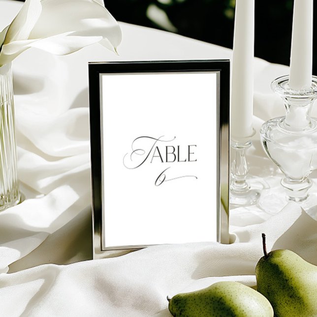 White Modern Classic Calligraphy Table Number (This design is not editable. All table numbers can be found in the collection on this page.)