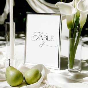 White Modern Classic Calligraphy Table Number
