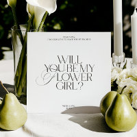 White Modern Classic Flower Girl Proposal Card