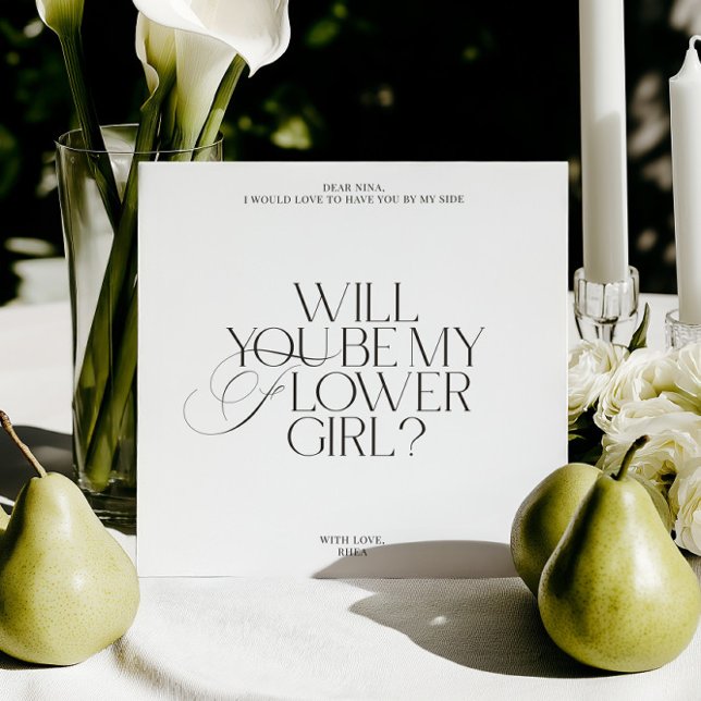 White Modern Classic Flower Girl Proposal Card (White Modern Classic Flower Girl Proposal Card)
