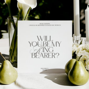 White Modern Classic Ring Bearer Proposal Card