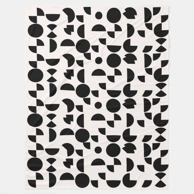 White Modern Elegant Geometric Tribal Fleece Blanket (Front)