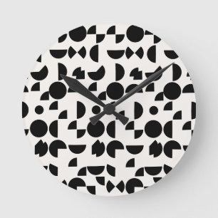 White Modern Elegant Geometric Tribal Round Clock